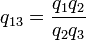q_{13} = \frac{q_1 q_2} {q_2 q_3}