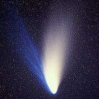 Comet Hale&ndash;Bopp, shortly after passing perihelion in April 1997.