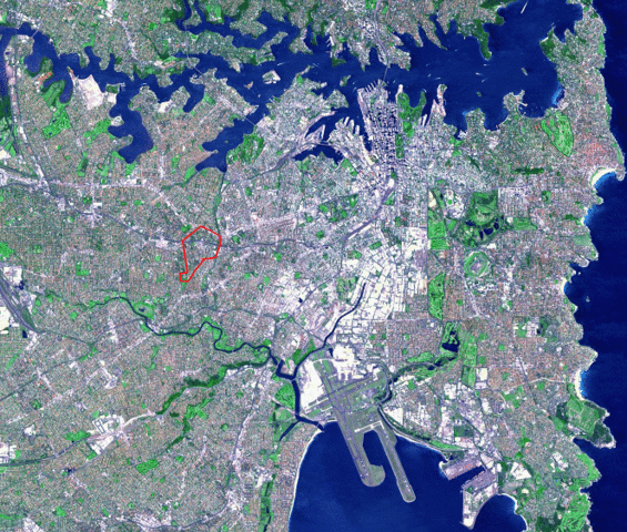 File:NASA satellite image PIA03498 of Sydney, cropped, and modified to show Summer Hill borders.gif