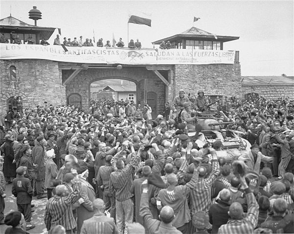 File:Mauthausen survivors cheer the soldiers of the Eleventh Armored Division.jpg