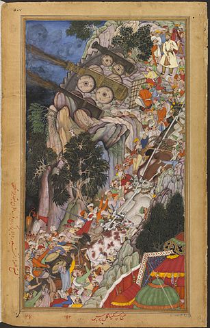 File:Bullocks dragging siege-guns up hill during the attack on Ranthambhor Fort.jpg